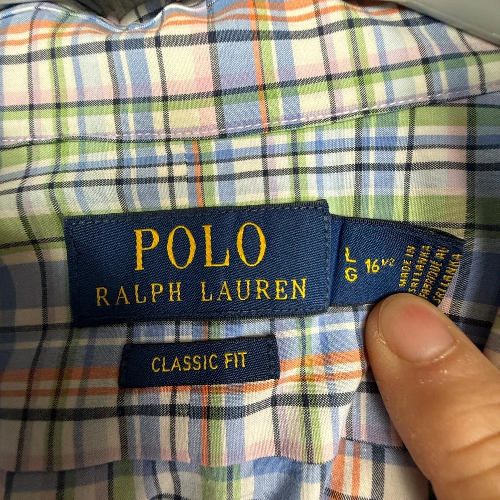 Polo Ralph Lauren Men's L 16-1/2 Classic Fit Plaid Button Down Long Sleeve Shirt